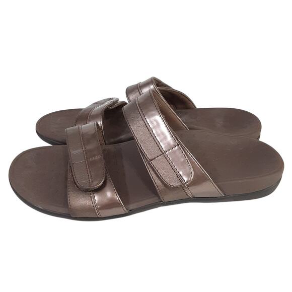 Vionic Orthaheel Shore Slide Sandals Bronze Slip On Orthotic Womens 9 Adjustable - Picture 3 of 8